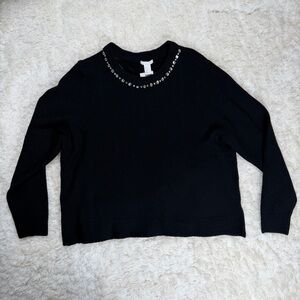 H&M Jeweled Collar Pullover Sweater with Embellished Neckline Size XL